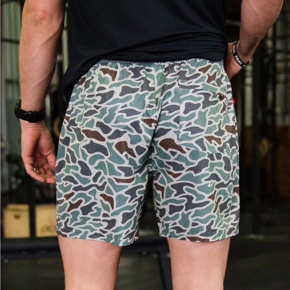 Burlebo Athletic Short Swim Trunks - Retro Duck Camo - Grey Liner 💗 - Picture 2 of 4